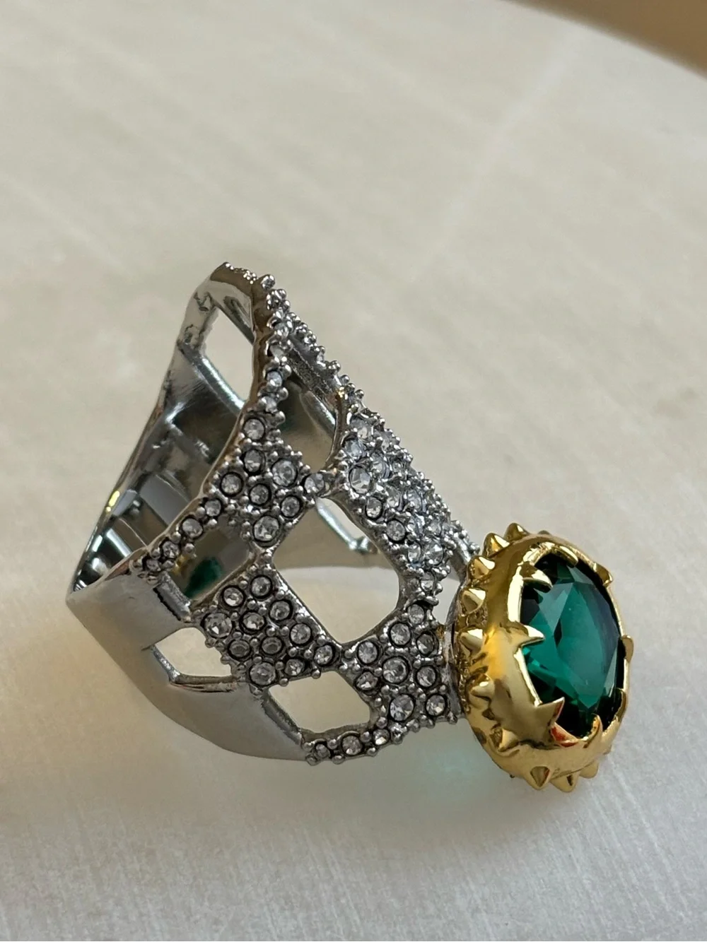 ALEXIS BITTAR • Modern Georgian Green Crystal Checkerboard Ring
